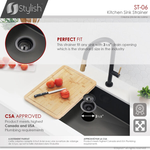Stylish Black Strainer Sink Strainer, product view 7