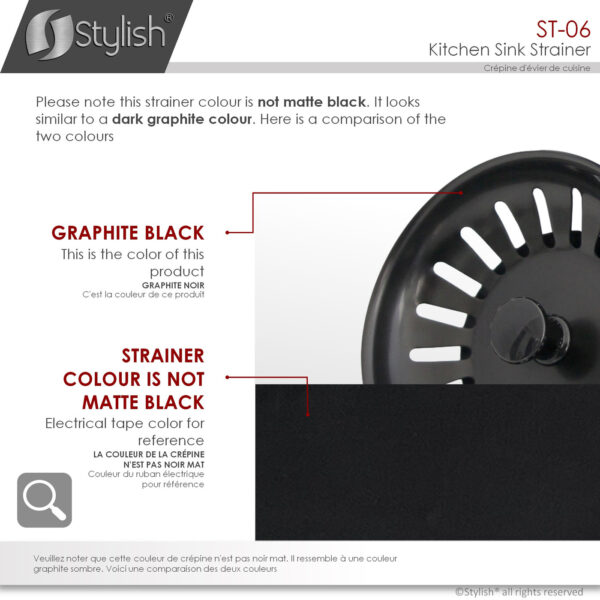 Stylish Black Strainer Sink Strainer, product view 8