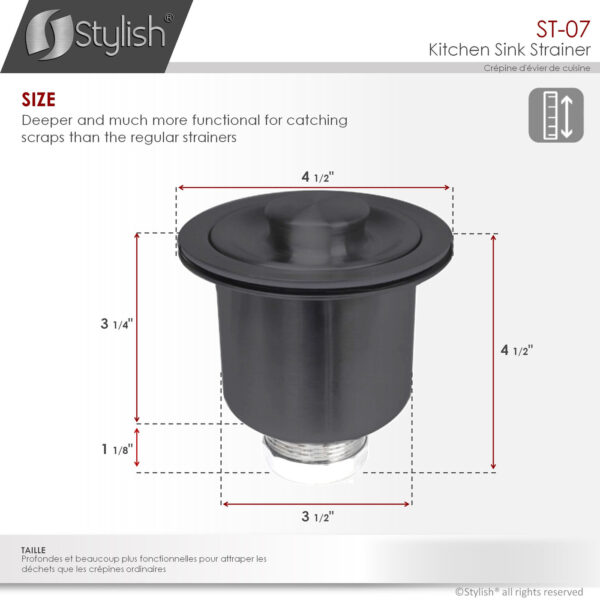 Stylish Black Luxury Basket Strainer Sink Strainer, product view 6