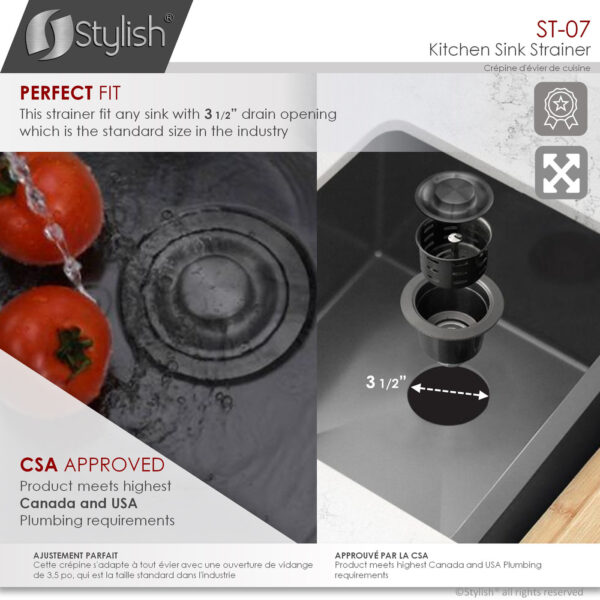 Stylish Black Luxury Basket Strainer Sink Strainer, product view 7