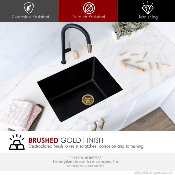 Stylish Brushed Gold Strainer Sink Strainer, product view 3