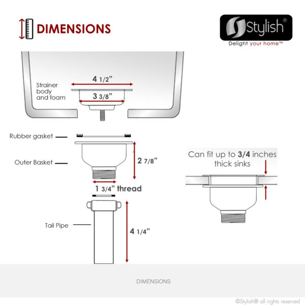 Stylish Brushed Gold Strainer Sink Strainer, product view 5