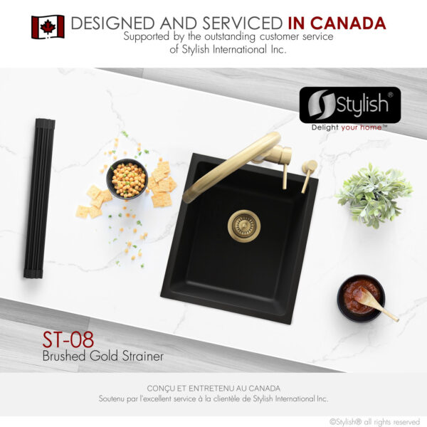 Stylish Brushed Gold Strainer Sink Strainer, product view 8