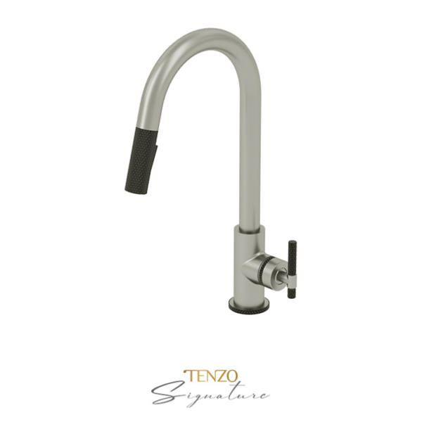 Single-handle kitchen faucet Bellacio with pull-down & 2-Function hand shower brushed gold / matte black
