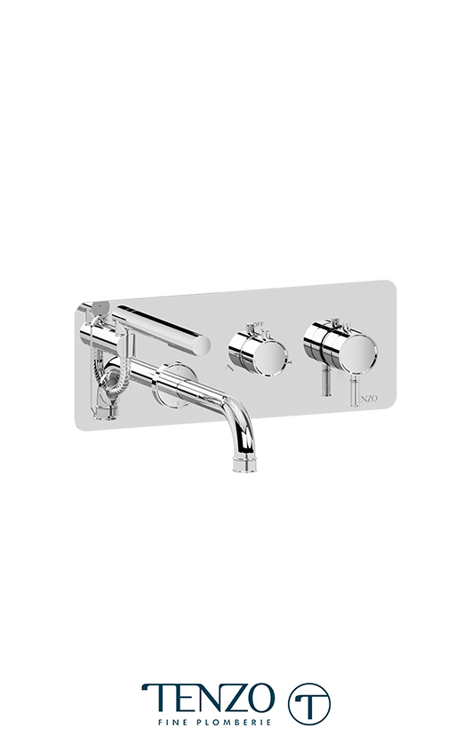 Wall mount tub faucet with retractable hose Alyss chrome