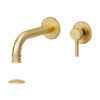 Wall mount lavatory faucet Alyss brushed gold with (overflow) drain