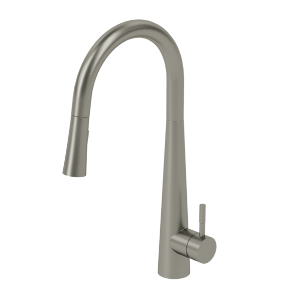 Single-handle kitchen faucet Aviva with pull-down & 2-Function hand shower brushed stain. Steel