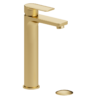 Delano single hole tall lavatory faucet brushed gold with (overflow) drain