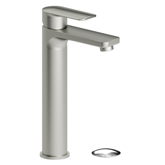 Delano single hole tall lavatory faucet brushed nickel with (overflow) drain