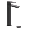 Delano single hole tall lavatory faucet matte black with (overflow) drain