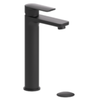 Delano single hole tall lavatory faucet matte black with (overflow) drain