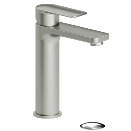 Delano single hole tall lavatory faucet brushed nickel with (overflow) drain