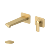 Wall mount lavatory faucet Delano brushed gold with (overflow) drain