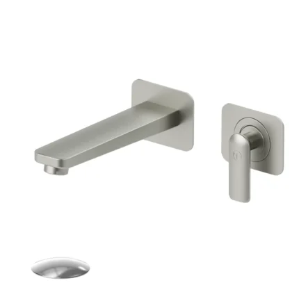 Wall mount lavatory faucet Delano brushed nickel with (overflow) drain