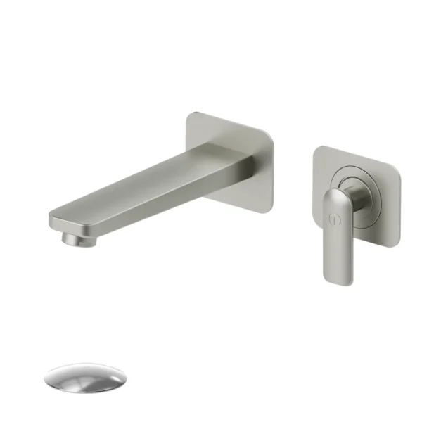 Wall mount lavatory faucet Delano brushed nickel with (overflow) drain