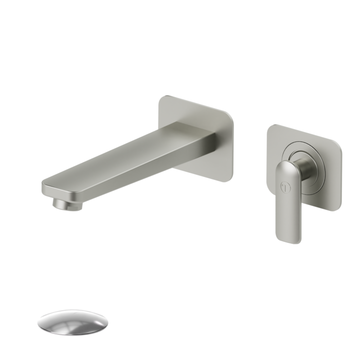 Wall mount lavatory faucet Delano brushed nickel with (W/O overflow)