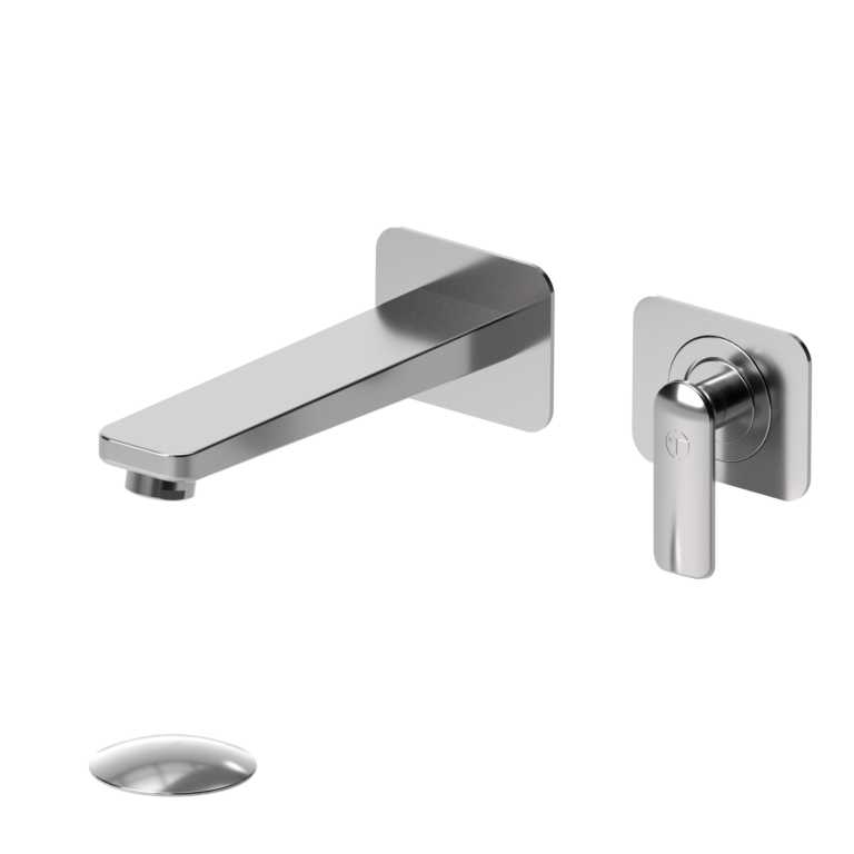 Wall mount lavatory faucet Delano chrome with (overflow) drain