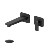 Wall mount lavatory faucet Delano matte black with (overflow) drain