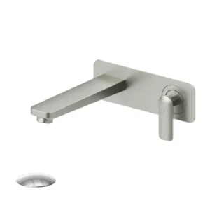 Wall mount lavatory faucet Delano brushed nickel with (overflow) drain