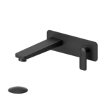 Wall mount lavatory faucet Delano matte black with (overflow) drain