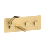 Wall mount tub faucet with retractable hose Delano brushed gold