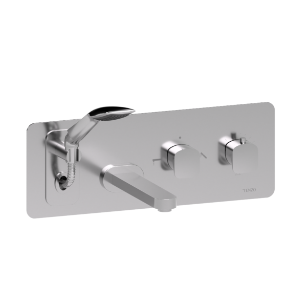 Wall mount tub faucet with retractable hose Delano chrome