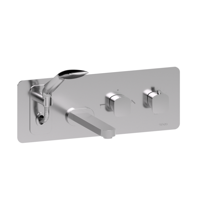 Wall mount tub faucet with retractable hose Delano chrome