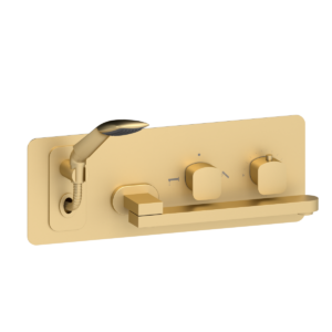 Wall mount tub faucet with swivel spout Delano brushed gold