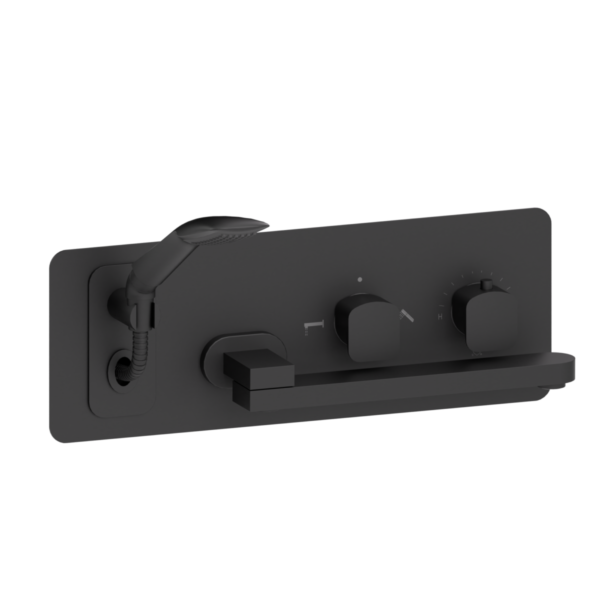 Wall mount tub faucet with swivel spout Delano matte black