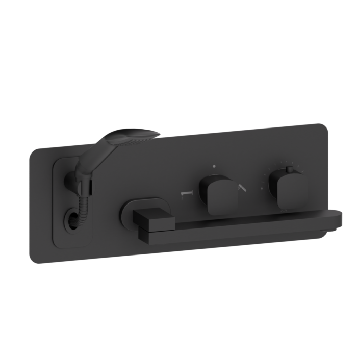 Wall mount tub faucet with swivel spout Delano matte black