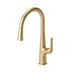 Single-handle kitchen faucet Felicia with pull-down & 2-Function hand shower brushed gold