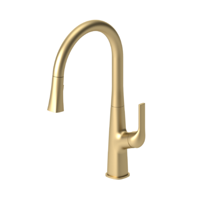 Single-handle kitchen faucet Felicia with pull-down & 2-Function hand shower brushed gold