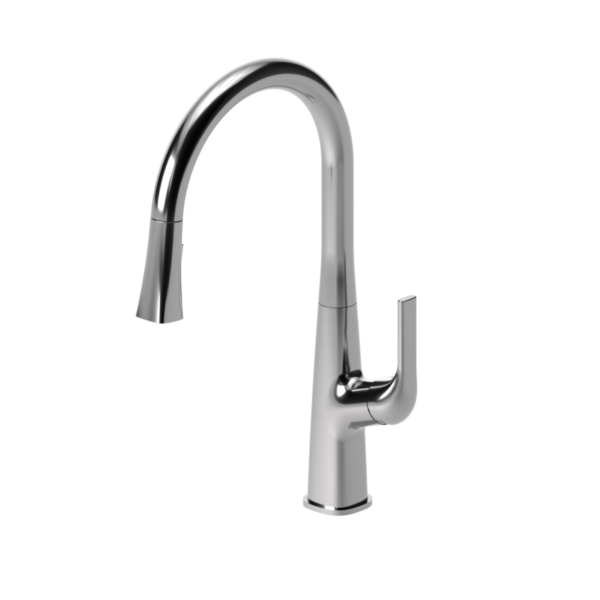 Single-handle kitchen faucet Felicia with pull-down & 2-Function hand shower brushed stain. Steel
