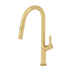 Single-handle kitchen faucet Lotus with pull-down & 2-Function hand shower brushed gold