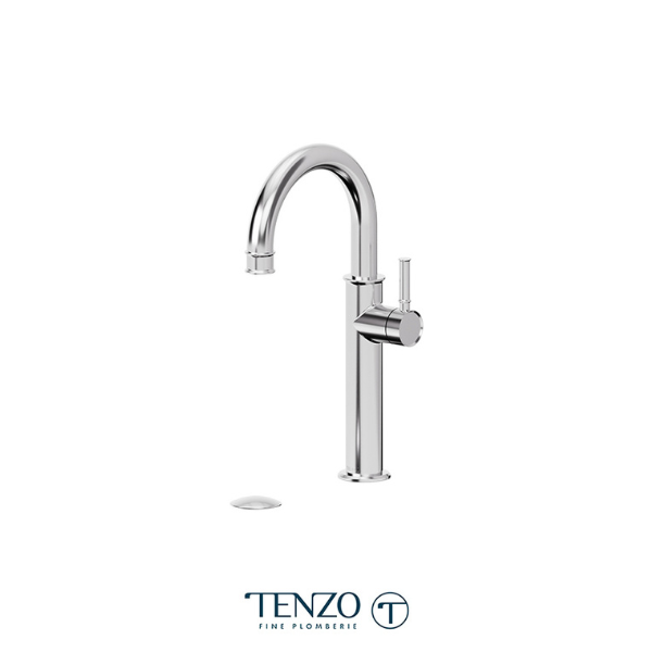 _TENZO ALY12-P-XX Tall single hole lavatory faucet with drain, Alyss
