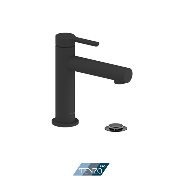 Mylo single hole lavatory faucet matte black with drain (overflow)