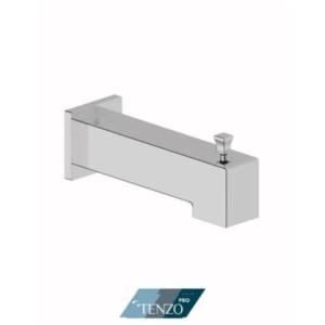 Wall mount squared spout with deviator 15cm [6"] brass chrome
