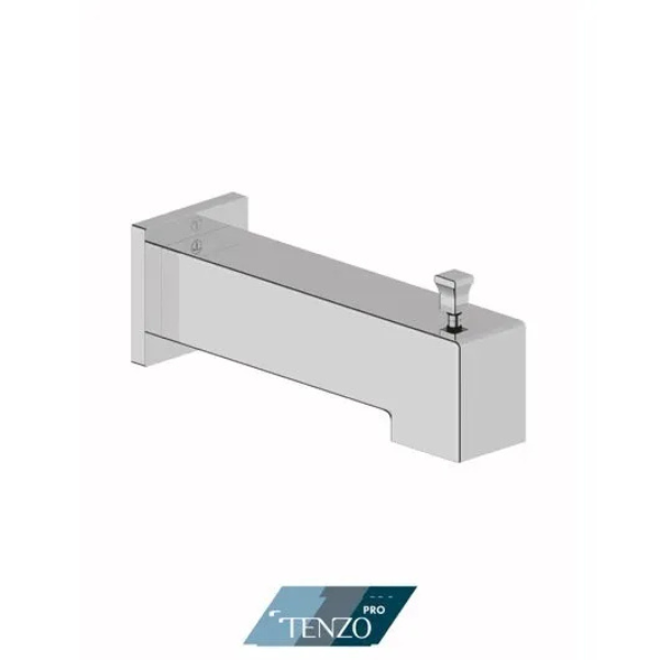 Wall mount squared spout with deviator 15cm [6"] brass chrome