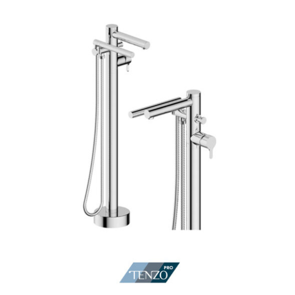 Mylo floor mount 3 pcs tub filler chrome