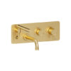 Wall mount tub faucet with retractable hose Alyss brushed gold