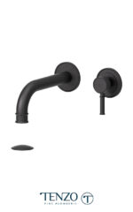 Wall mount lavatory faucet Alyss matte black with (overflow) drain