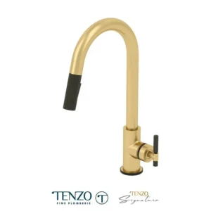Single-handle kitchen faucet Bellacio with pull-down & 2-Function hand shower brushed gold / matte black