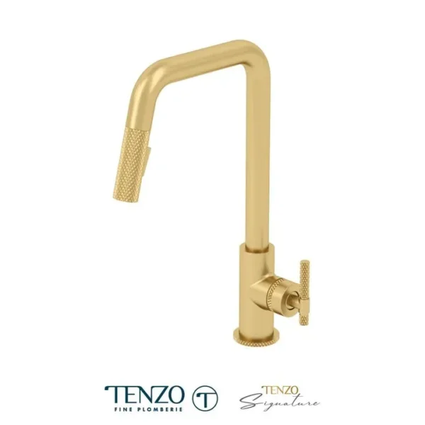 Single-handle kitchen faucet Bellacio with pull-down & 2-Function hand shower brushed gold