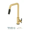 Single-handle kitchen faucet Bellacio with pull-down & 2-Function hand shower brushed gold / matte black