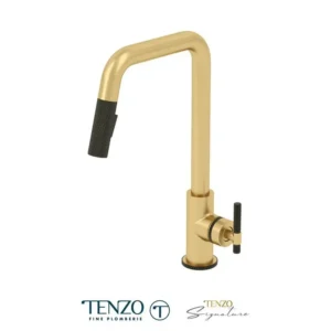 Single-handle kitchen faucet Bellacio with pull-down & 2-Function hand shower brushed gold / matte black