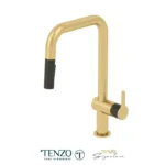 Single-handle kitchen faucet Calozy with pull-down & 2-Function hand shower brushed gold / matte black