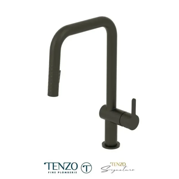 Single-handle kitchen faucet Calozy with pull-down & 2-Function hand shower matte black