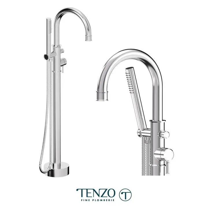 Alyss floor mount 3 pcs tub filler chrome