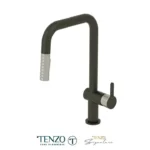 Single-handle kitchen faucet Calozy with pull-down & 2-Function hand shower matte black / stainless steel