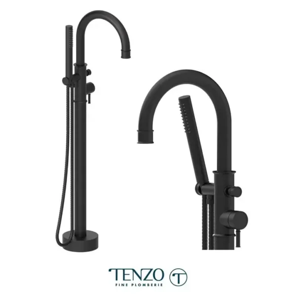 Alyss floor mount 3 pcs tub filler matte black